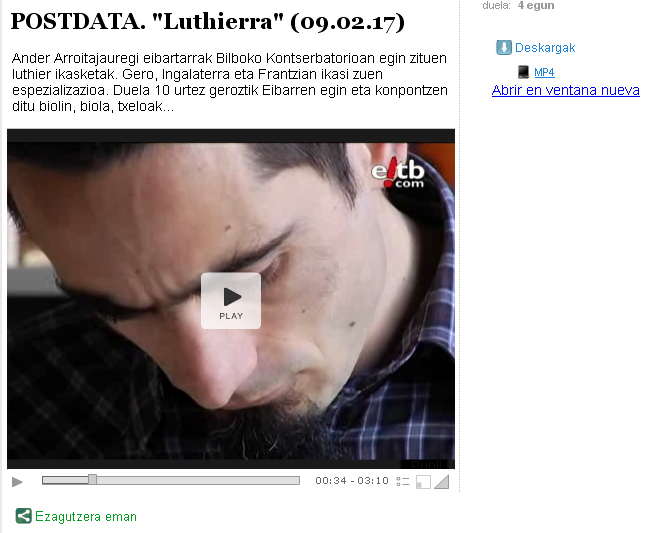 Ander Arroitajauregi luthier eibartarra Postdatan