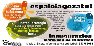 Espaloiaren inaugurazioa: martxoak 23, arratsaldeko 19:00etan