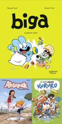 ...eta haurrentzako komiki-sailen zenbaki berriak: Ahizpak, Biga eta Superninja Kururo!