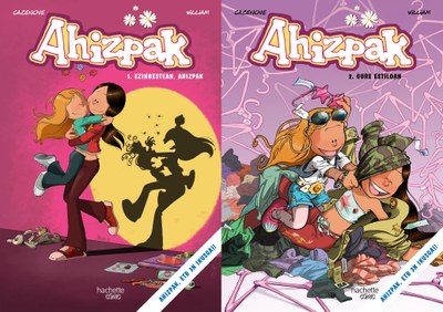 Hachette etxeak "Ahizpak" sailaren lehen bi komikiak euskaraz ere atera ditu: "Ahizpak 1 - Ezinbestean, ahizpak" eta "Ahizpak 2 - Gure estiloan"