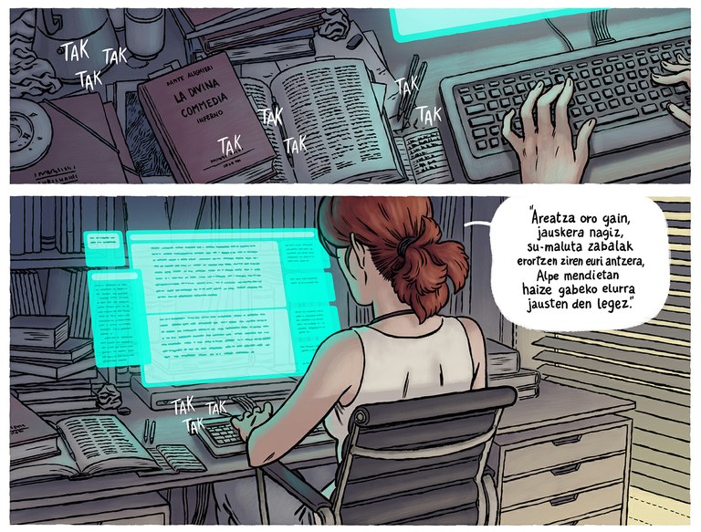 Baztertutako zientzia fikziozko komikiaren orri bat