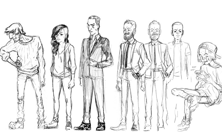 Joana Maiz komikiko pertsonaien diseinuaren beste zirriborro bat