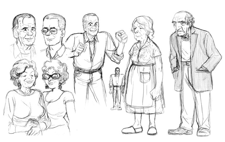 Joana Maiz komikiko pertsonaien diseinuaren beste zirriborro bat