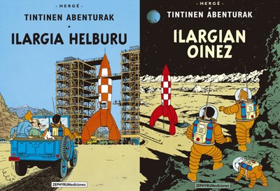 Tintinen Ilargiko dilogia ("Ilargia helburu" eta "Ilargian oinez") ere atera dute euskaraz Zephyrum eta Trilita etxeek