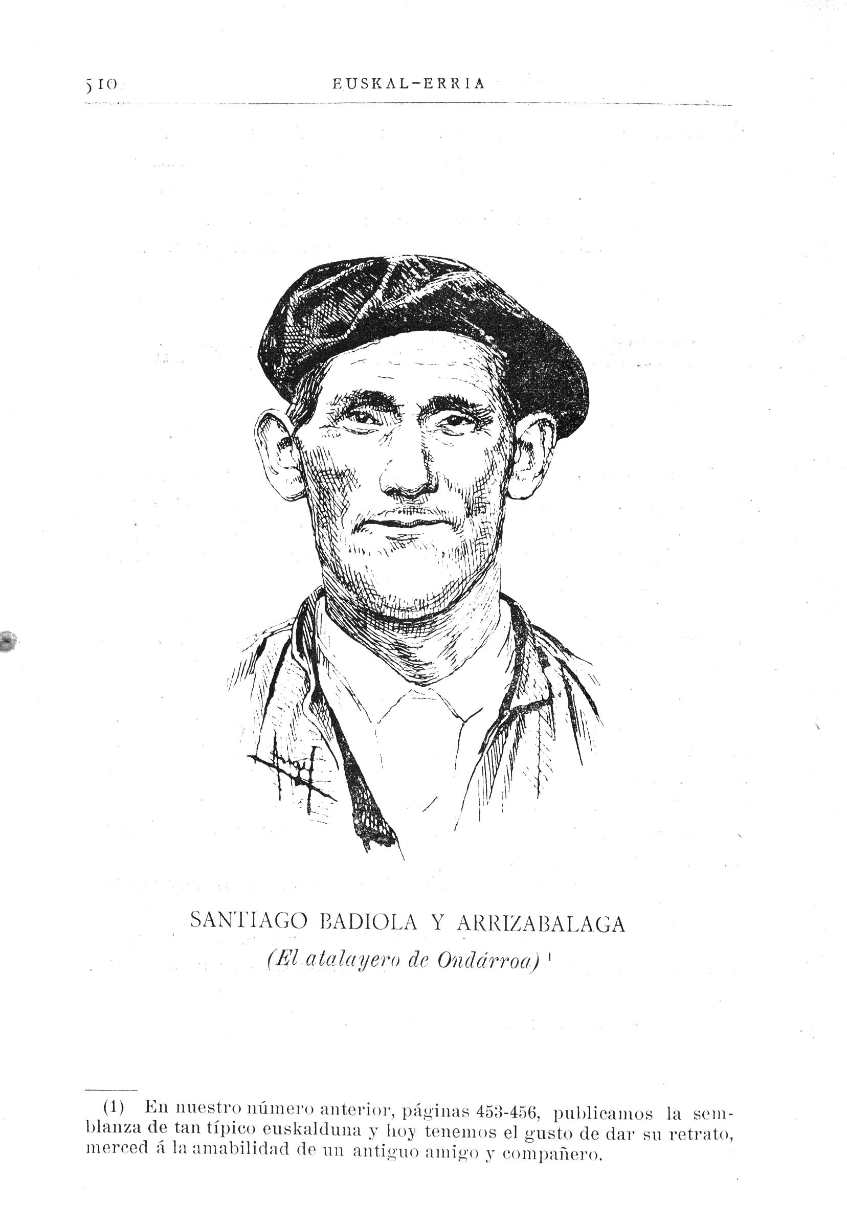 Santiago Badiola Arrizabalaga, Ondarroako talaiaria.