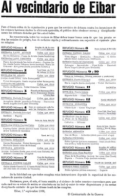 "Al Vecindario de Eibar" bando historikoa (1936), Eibarko babeslekuak gerra zibilean