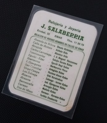 Eibarko kale-izen zaharren (eta "barrixen") eskugida moduko bat (1980 ingurukua)