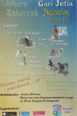 Gari-lanak Antzuolan (2003ko uztailaren 12an): gari-ebaten, gari-jotzen eta gari-garbitzen