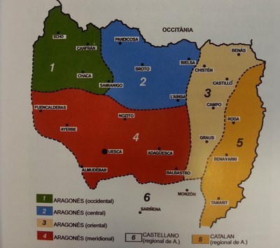 Aragoieraren dialektoen mapa Aragoieraren dialektoen mapa