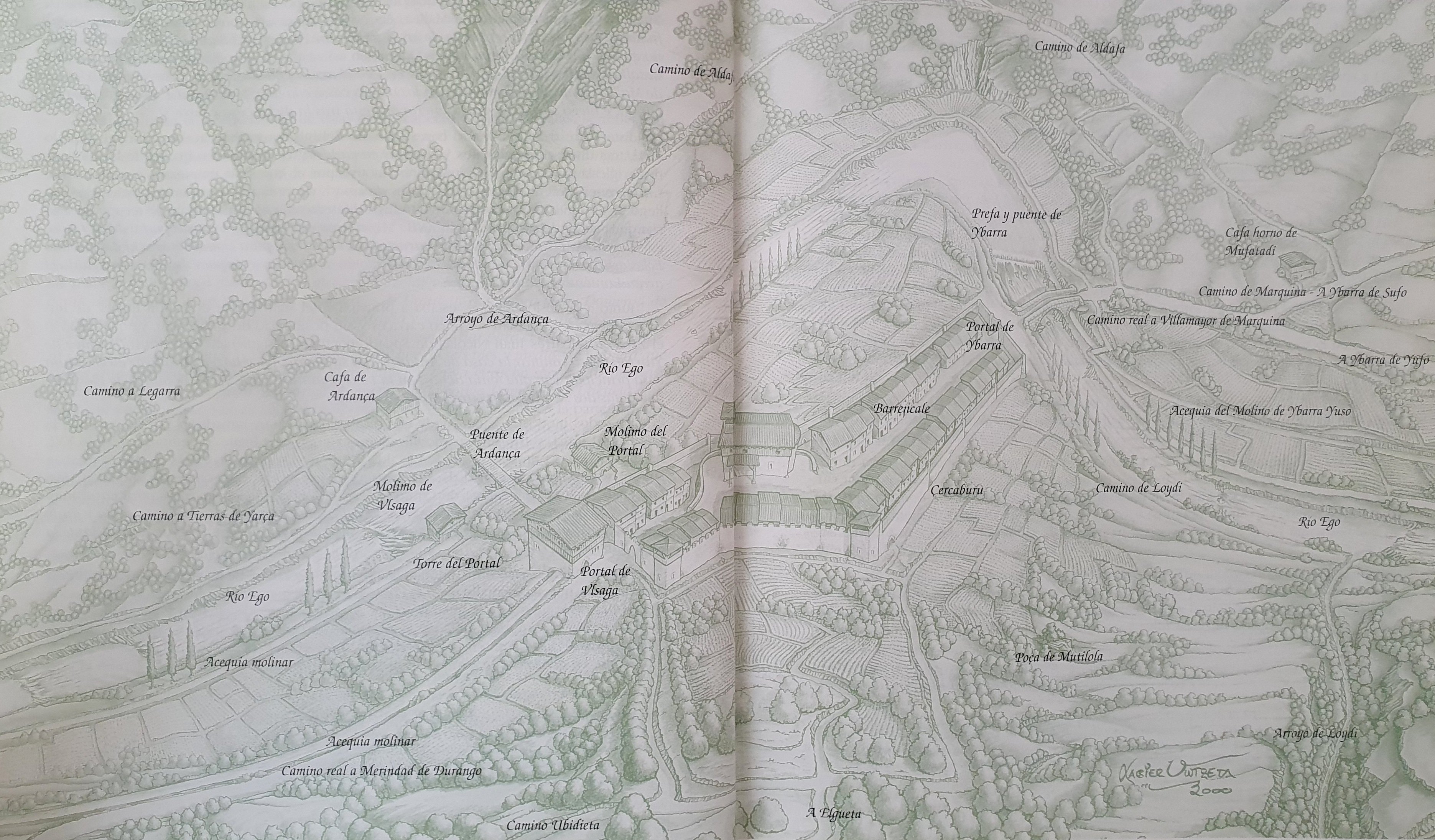 Eibar, toponimia, mapa, XV. mendea (Xabier Untzeta, 2000)